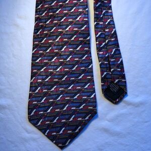 Vintage Ambassador Mens Tie 100% Silk Blue/red/gold/white